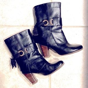 Fluevog Sopranos Inge black ribbon boots 7.5